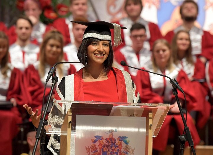 Indian-origin Chancellor Ranvir Singh while addressing students.