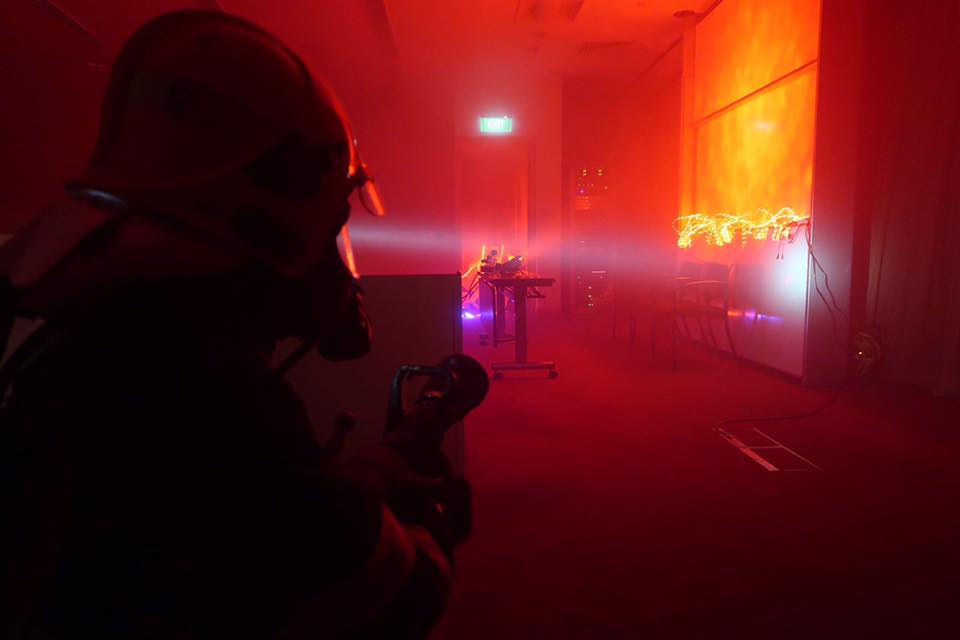 Firefighters equipped with thermal imagers. SCDF Facebook