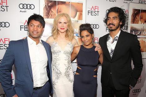 Saroo Brierley with Nicole Kidman, Priyanka Bose and Dev Patel