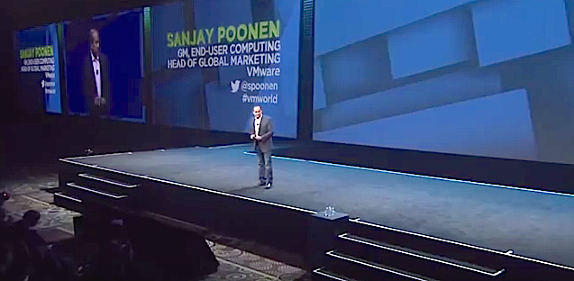 Sanjay Poonen at VMWorld 2016 Photo courtesy: VMware YouTube