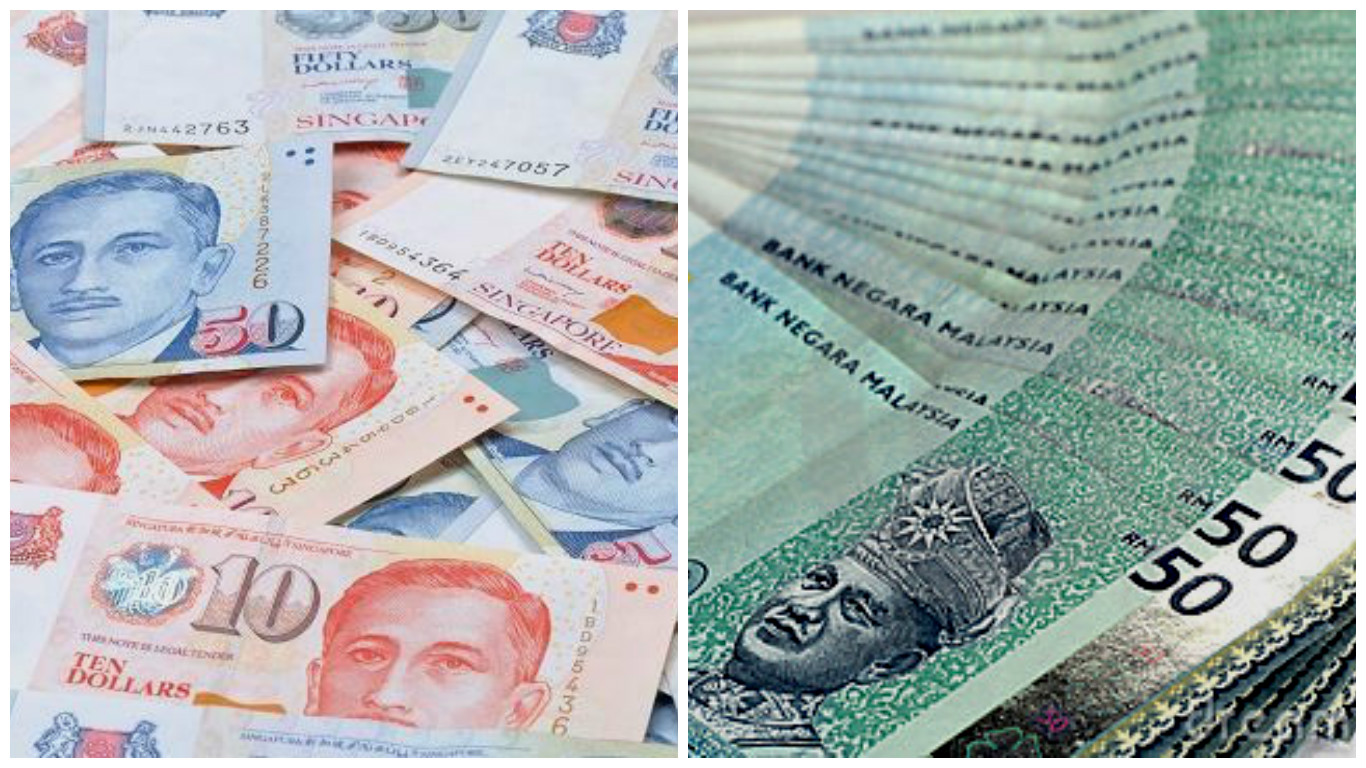 Singapore dollar (left) and Malaysian ringgit.