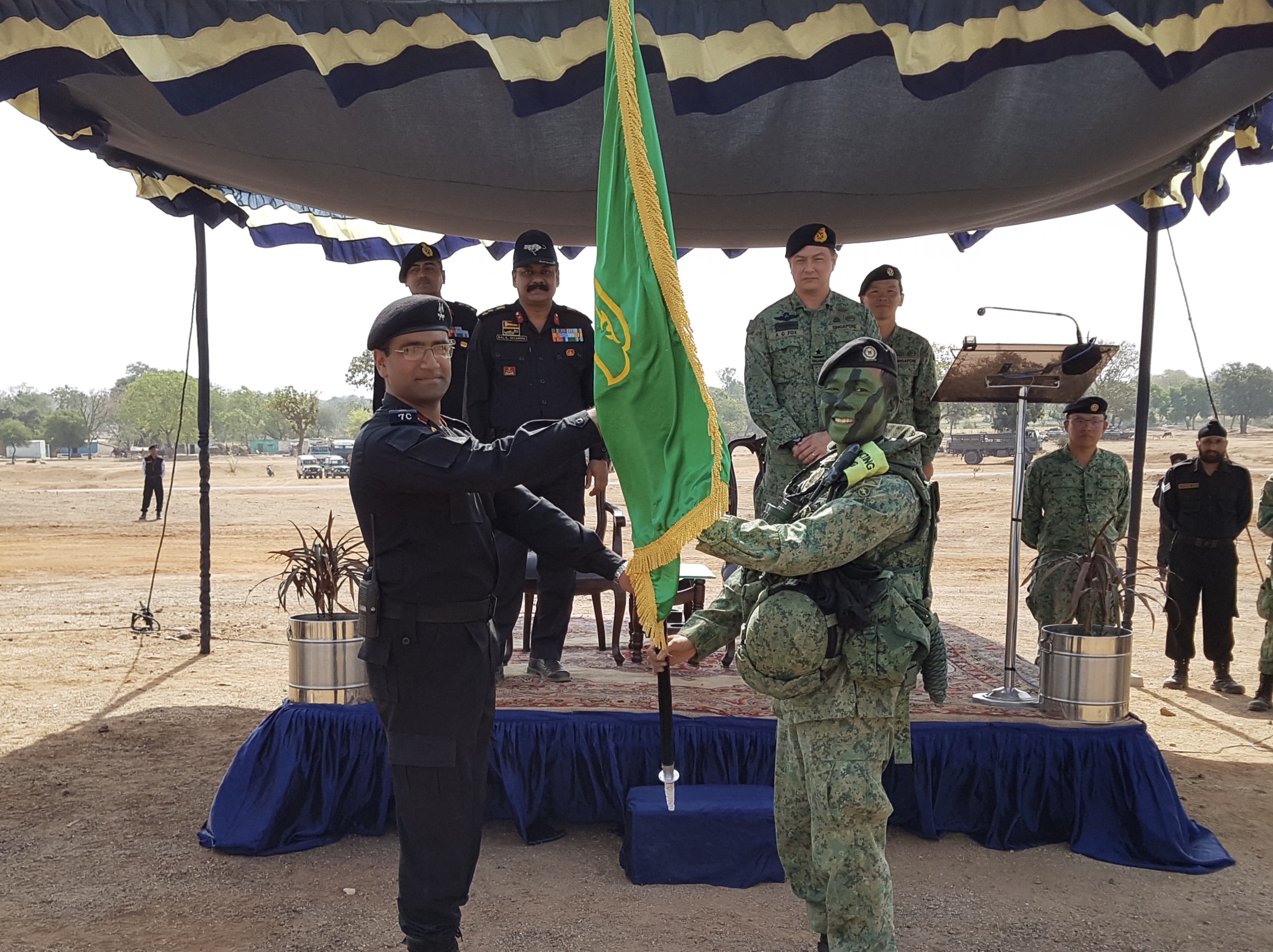 Commander 3rd Singapore Division, Brigadier-General Alfred Fox and Deputy General Officer Commanding of the 31st Indian Armoured Division, Brigadier-General Salil Sharma. Photo courtesy: MINDEF