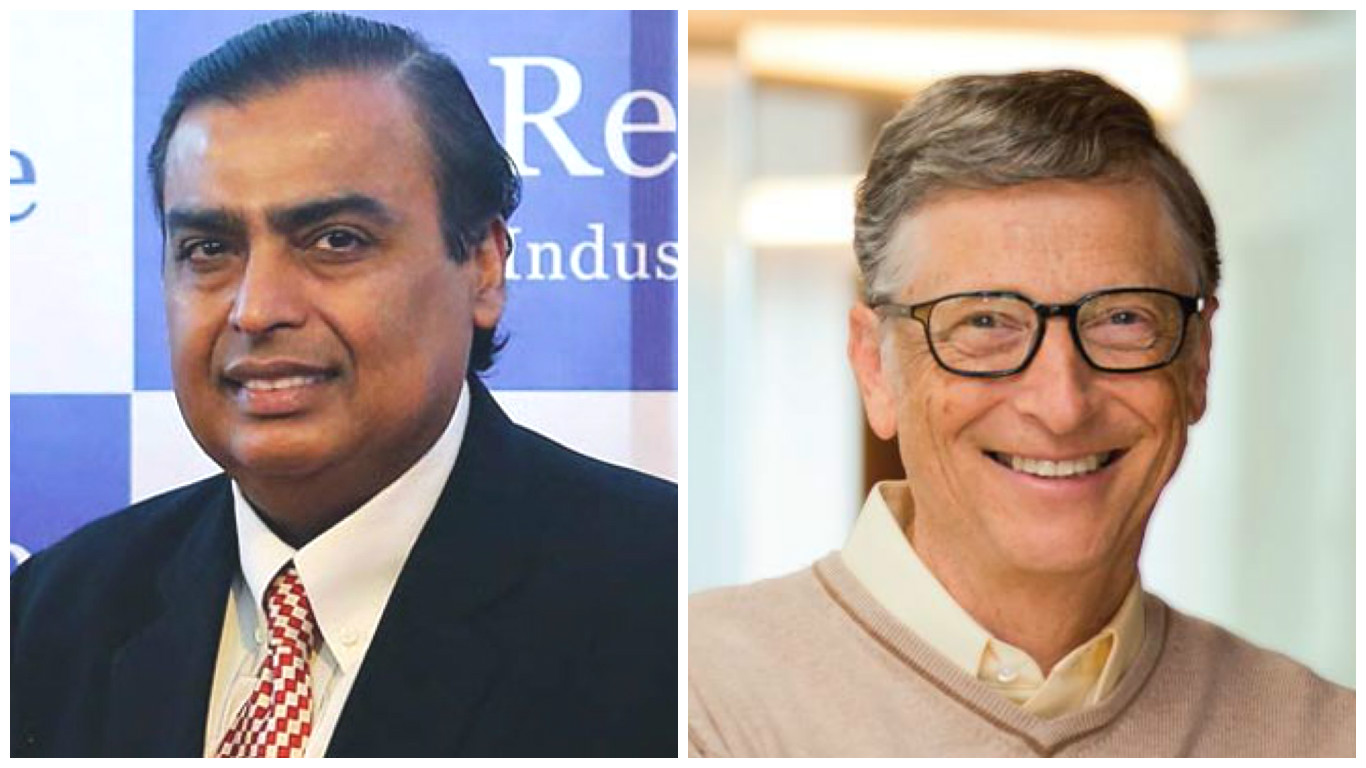 Mukesh Ambani (left) and Bill Gates
