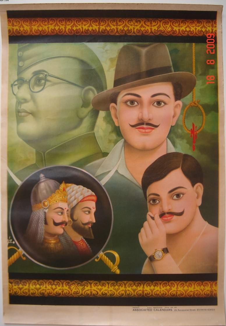 Portraits of Indian revolutionaries.