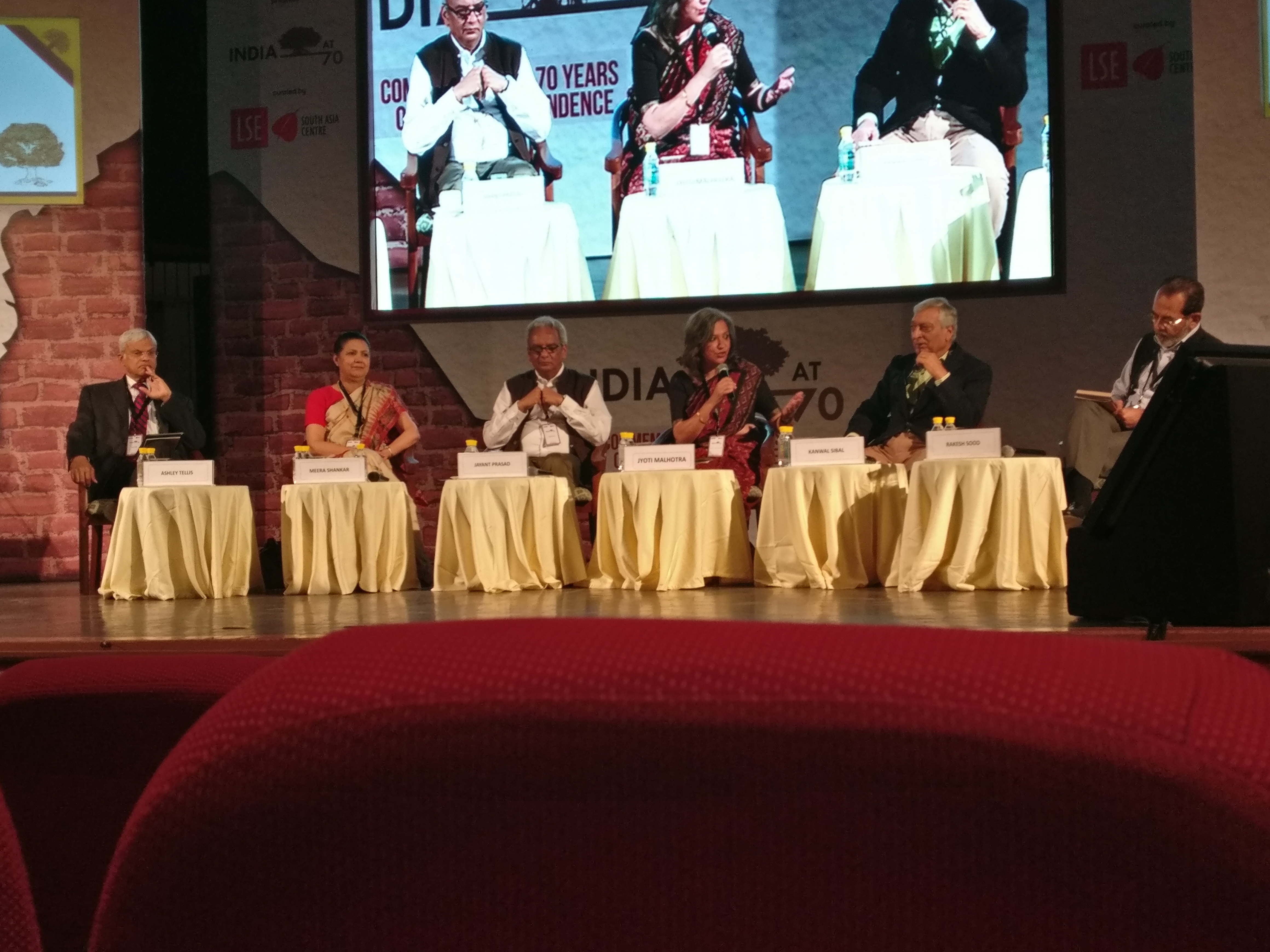 From left: Ashley J Tellis, Meera Shankar, Jayant Prasad, Jyoti Malhotra (moderator), Kanwal Sibal and Rakesh Sood. 