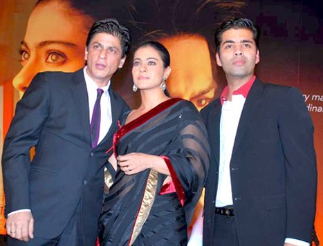 Kajol with Karan Johar (R) and Shah Rukh Khan.