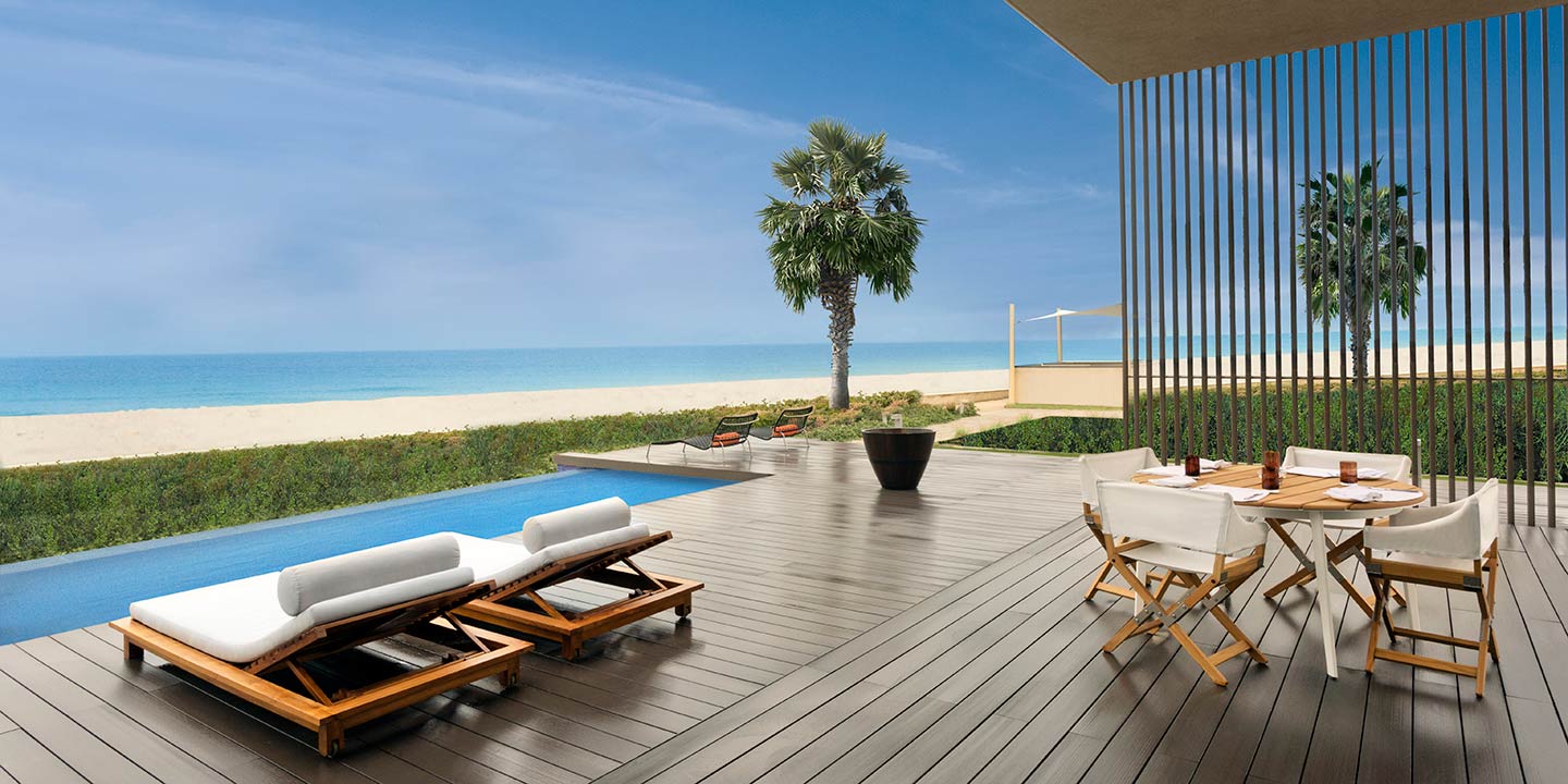 The luxury resort offers breath-taking views of the Persian Gulf and a mangrove forest brimming with wildlife. 