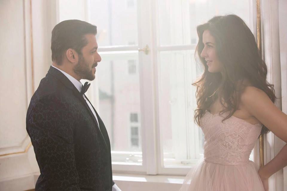 Salman Khan (left) and Katrina Kaif on set.