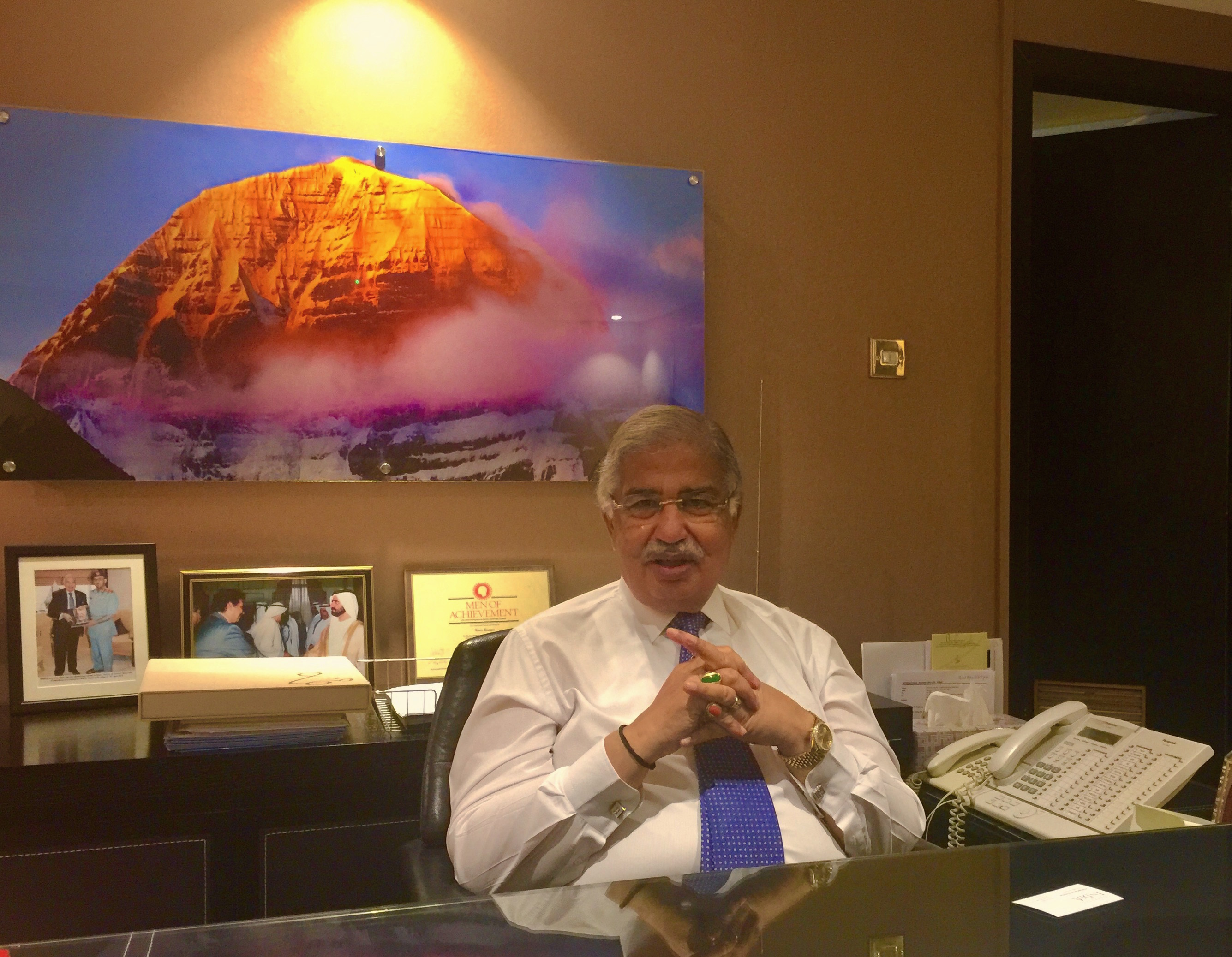 Dr Ram Buxani, Chairman, ITL Cosmos Group in his office in Dubai.