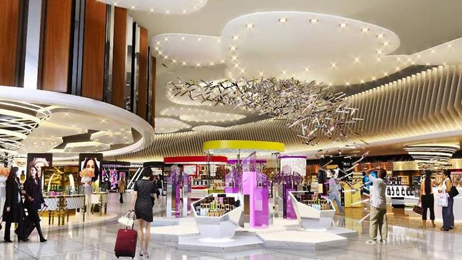 An artist impression of the retail shopping area at Changi Airport Terminal 4.