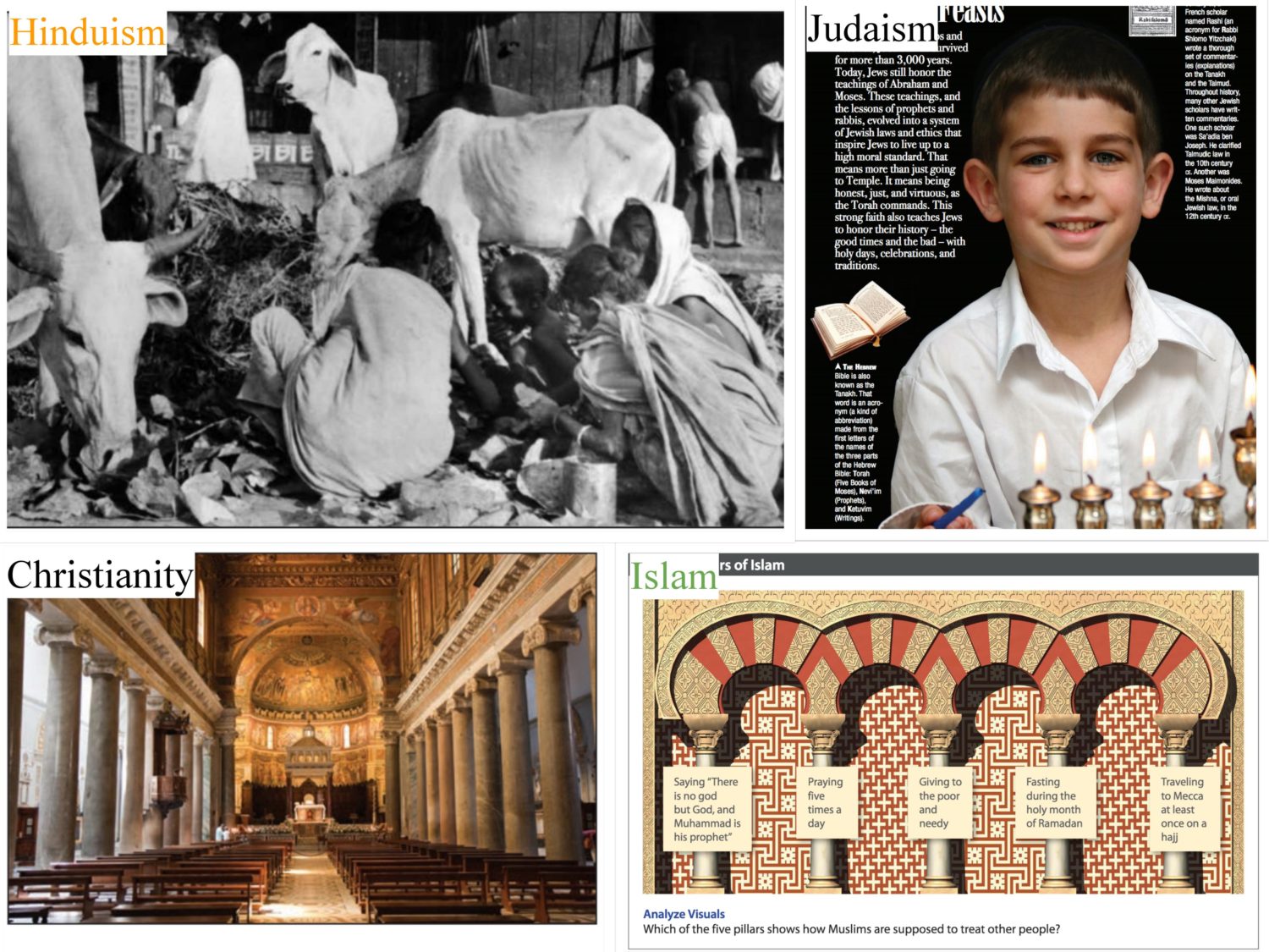 Contrasting pictures from different sections of Houghton Mifflin Harcourt (HMH) History Social Science textbook draft