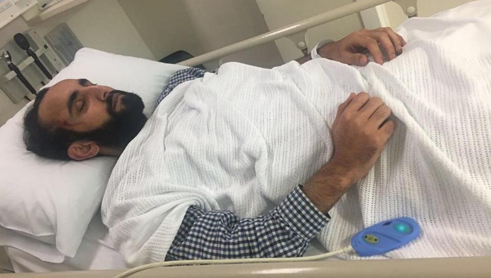 Pardeep Singh in hospital. 