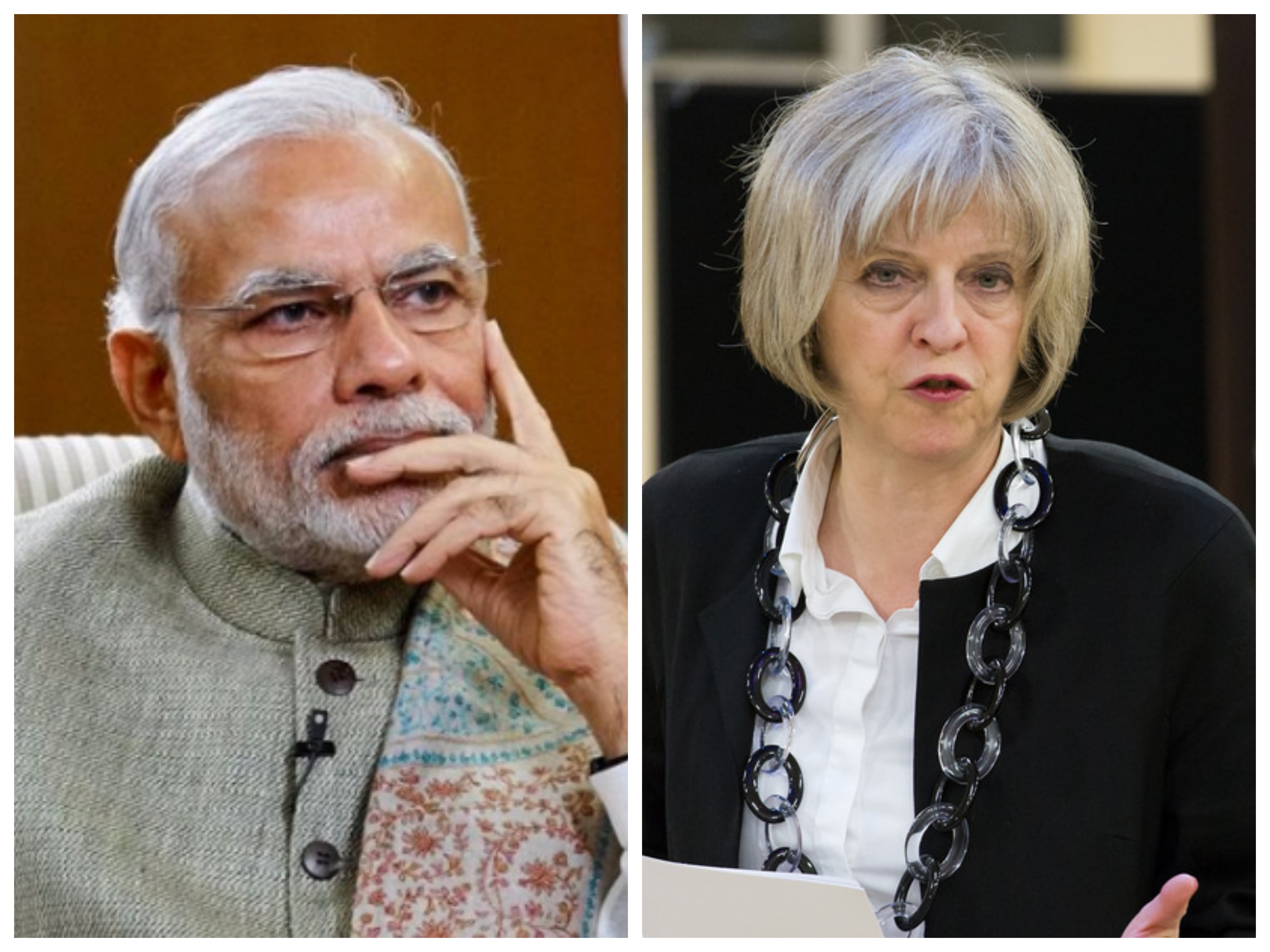 Indian PM Narendra Modi (left) and his UK counterpart Theresa May.