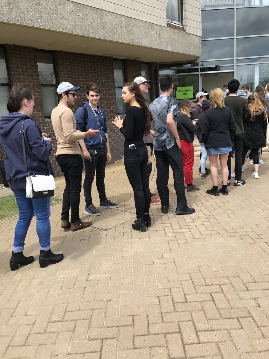 Some of the biggest polling station queues have been seen at Universities. 