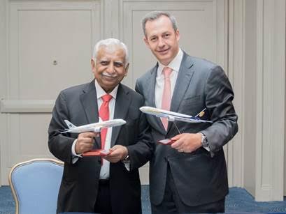 Naresh Goyal, Chairman, Jet Airways and Mr. Andrés Conesa , CEO of Aeromexico sign the  Memorandum of Understanding (MoU) between the two airlines