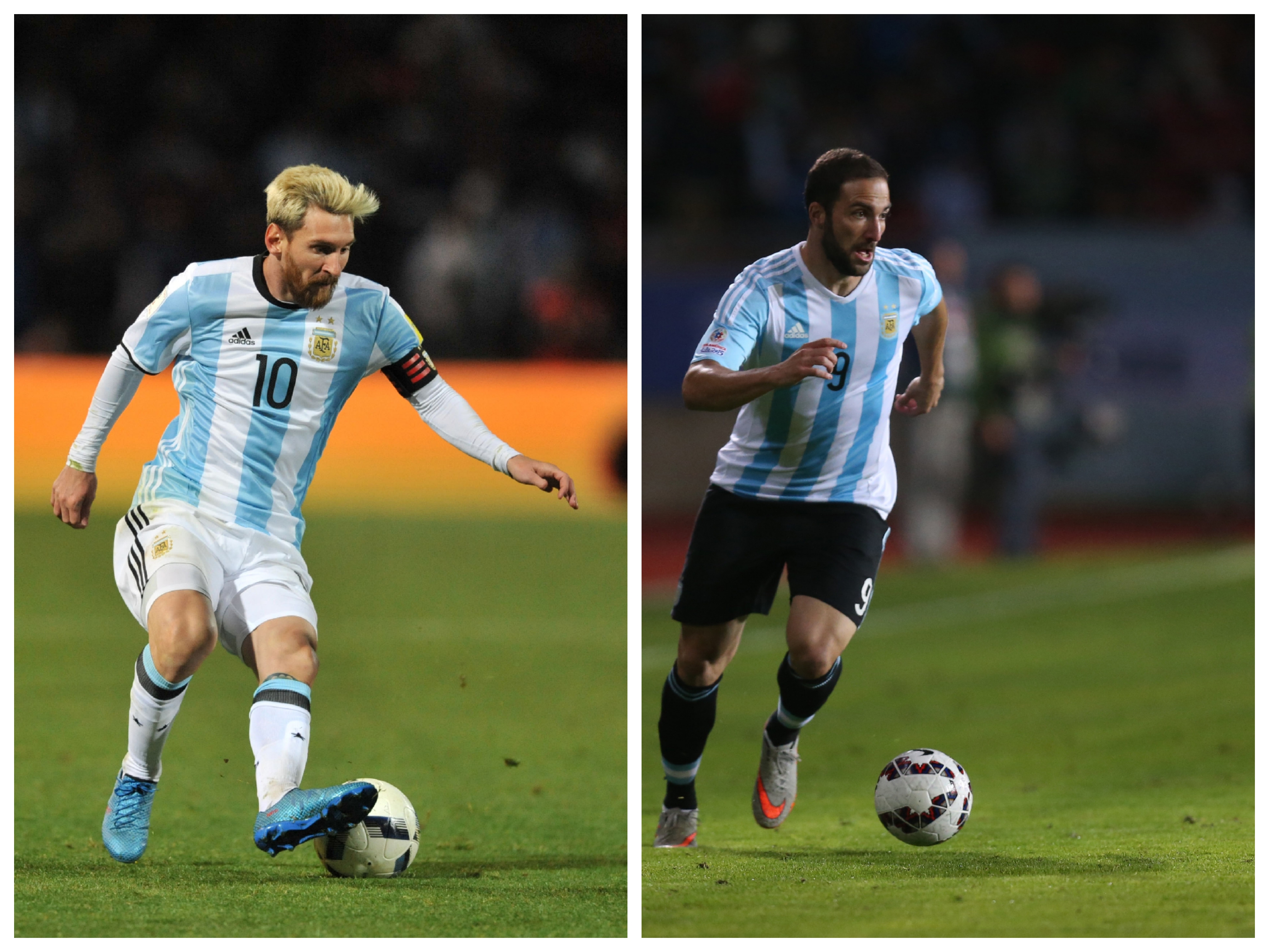 Lionel Messi (left) and Gonzalo Higuain will be absent for the match.
