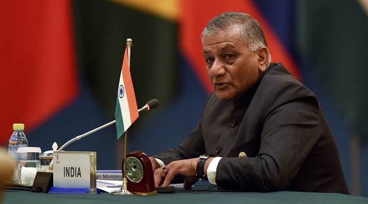 Indian Minister for State for External Affairs VK Singh at the BRICS pre-summit meet. 