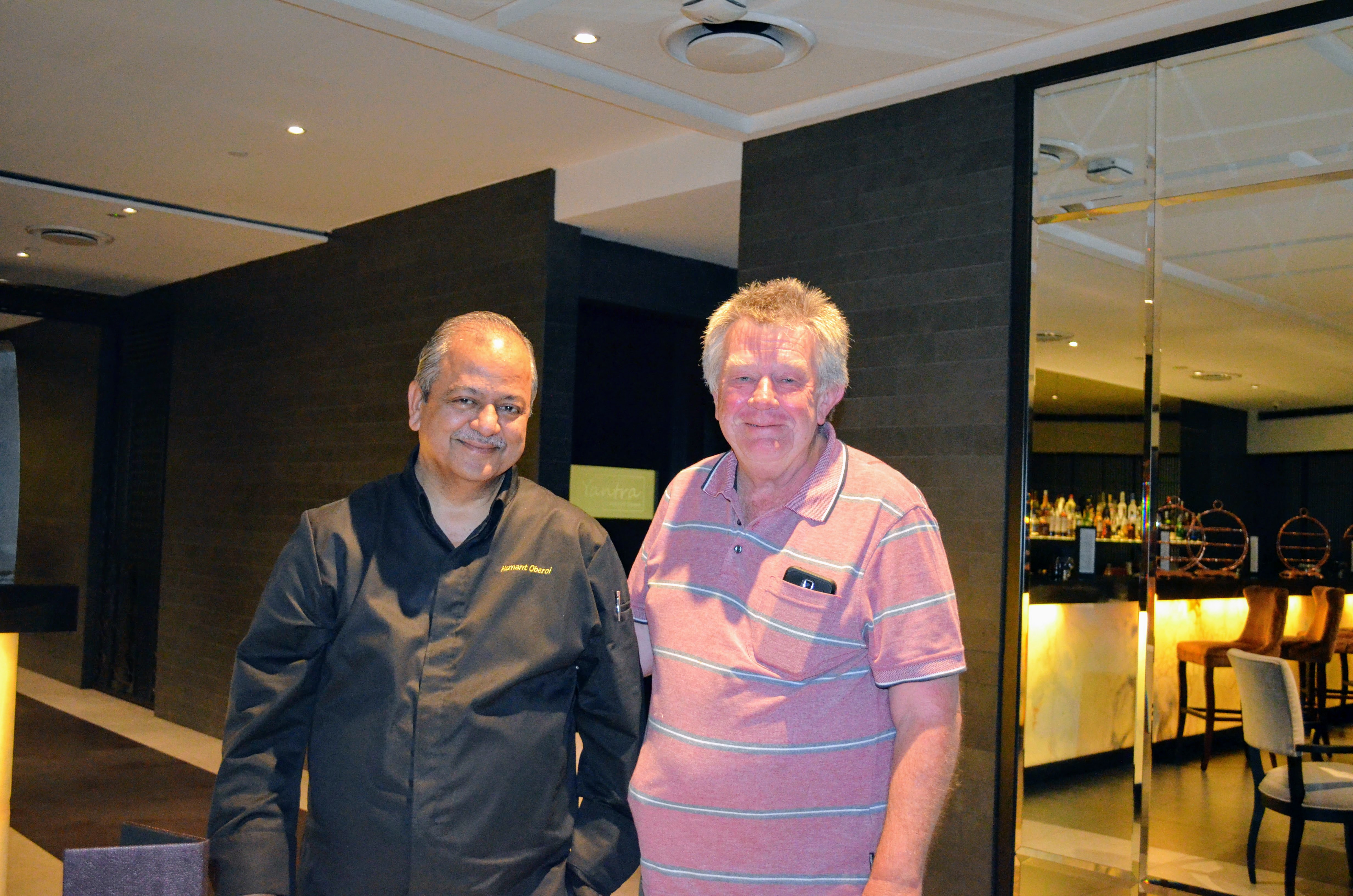 When a happy customer cuts into the conversation to thank and greet chef Hemant Oberoi Photo: Connected to India
