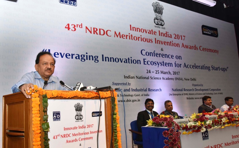 Minister of Science & Technology Dr Harsh Vardhan at ​Innovate India 2017.