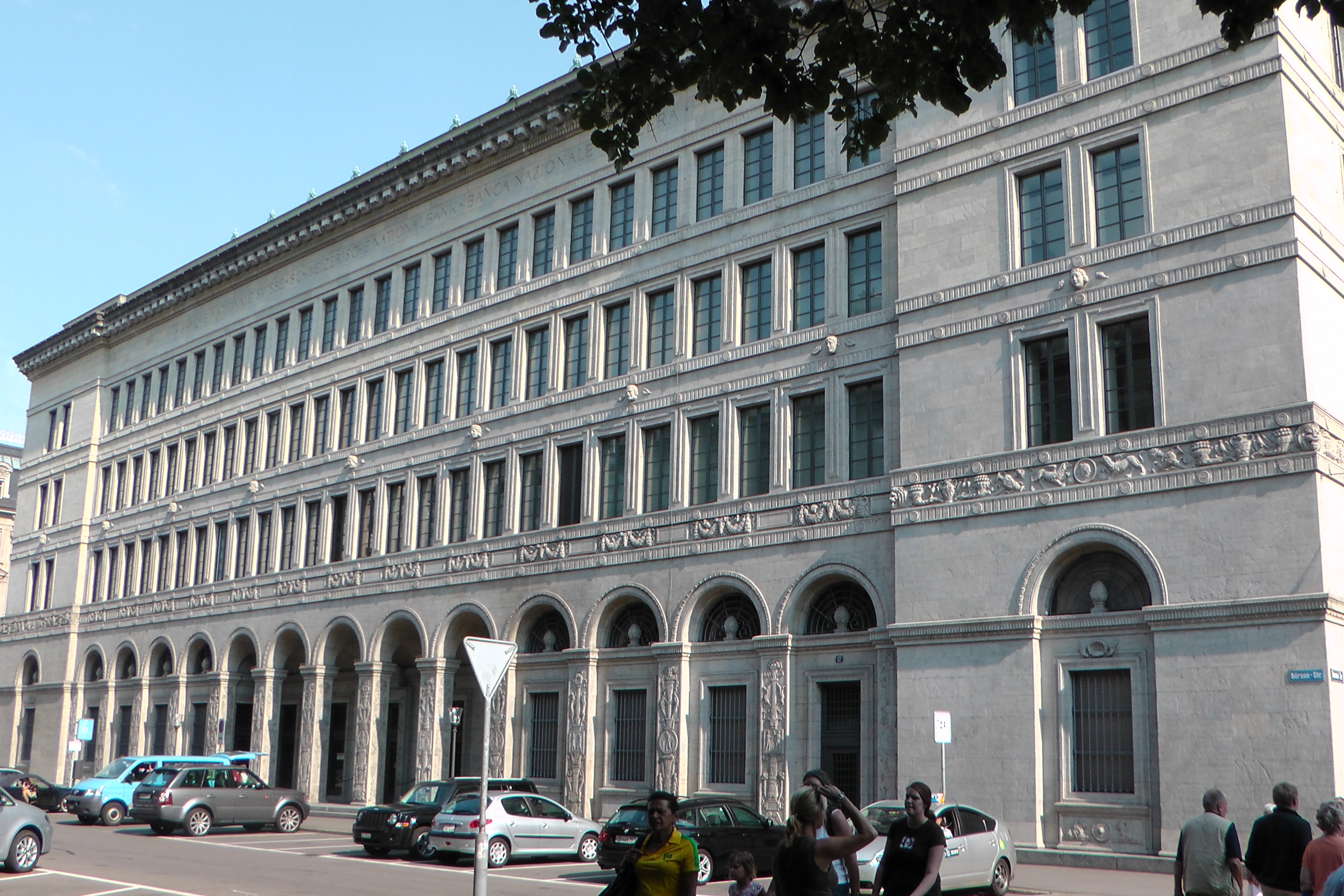 SNB Swiss National Bank in Zurich, near Bürkliplatz, at the corner of Bahnhofstrasse and Börsenstrasse