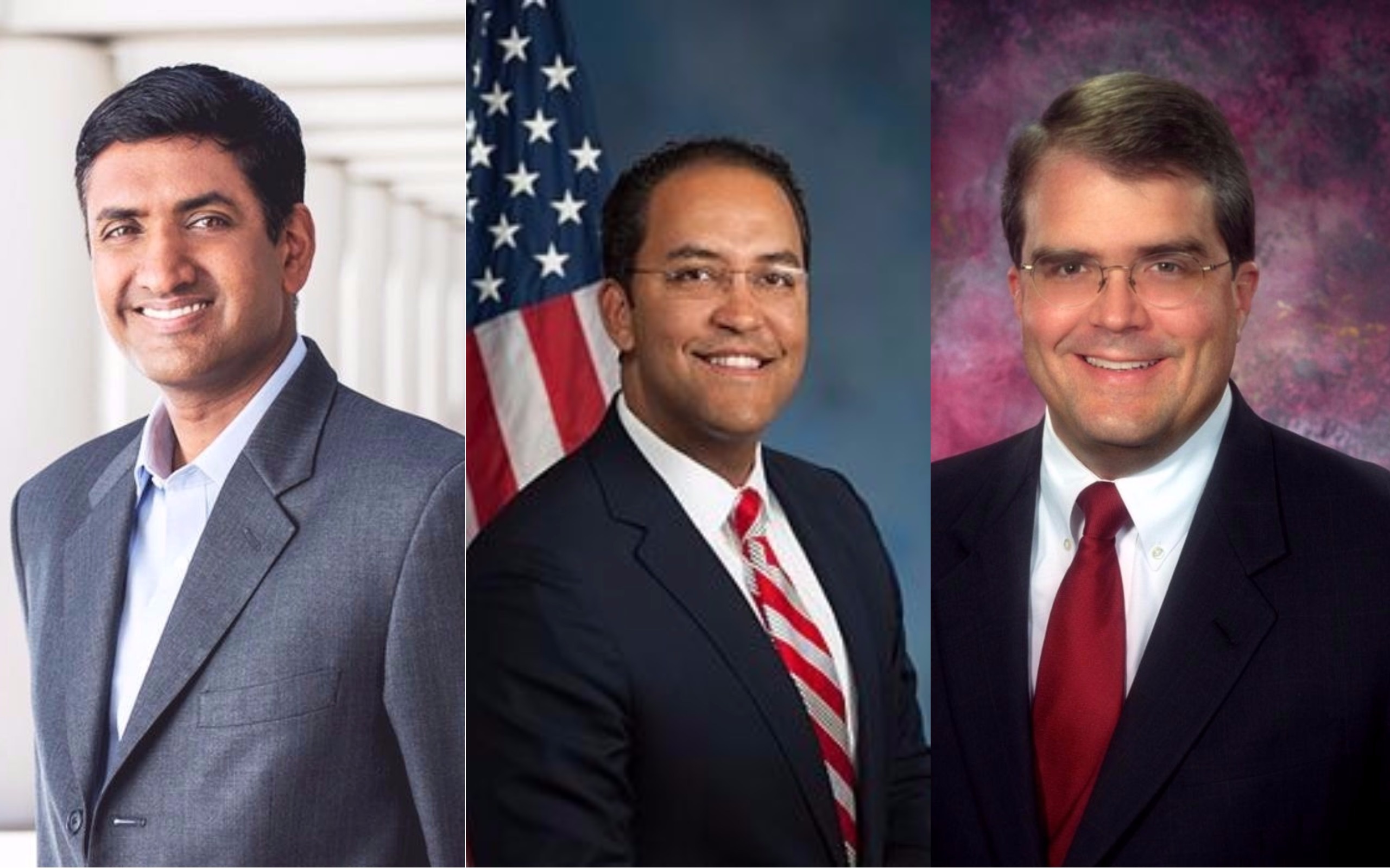 From left: Ro Khanna, William Ballard Hurd and John Culberson.
