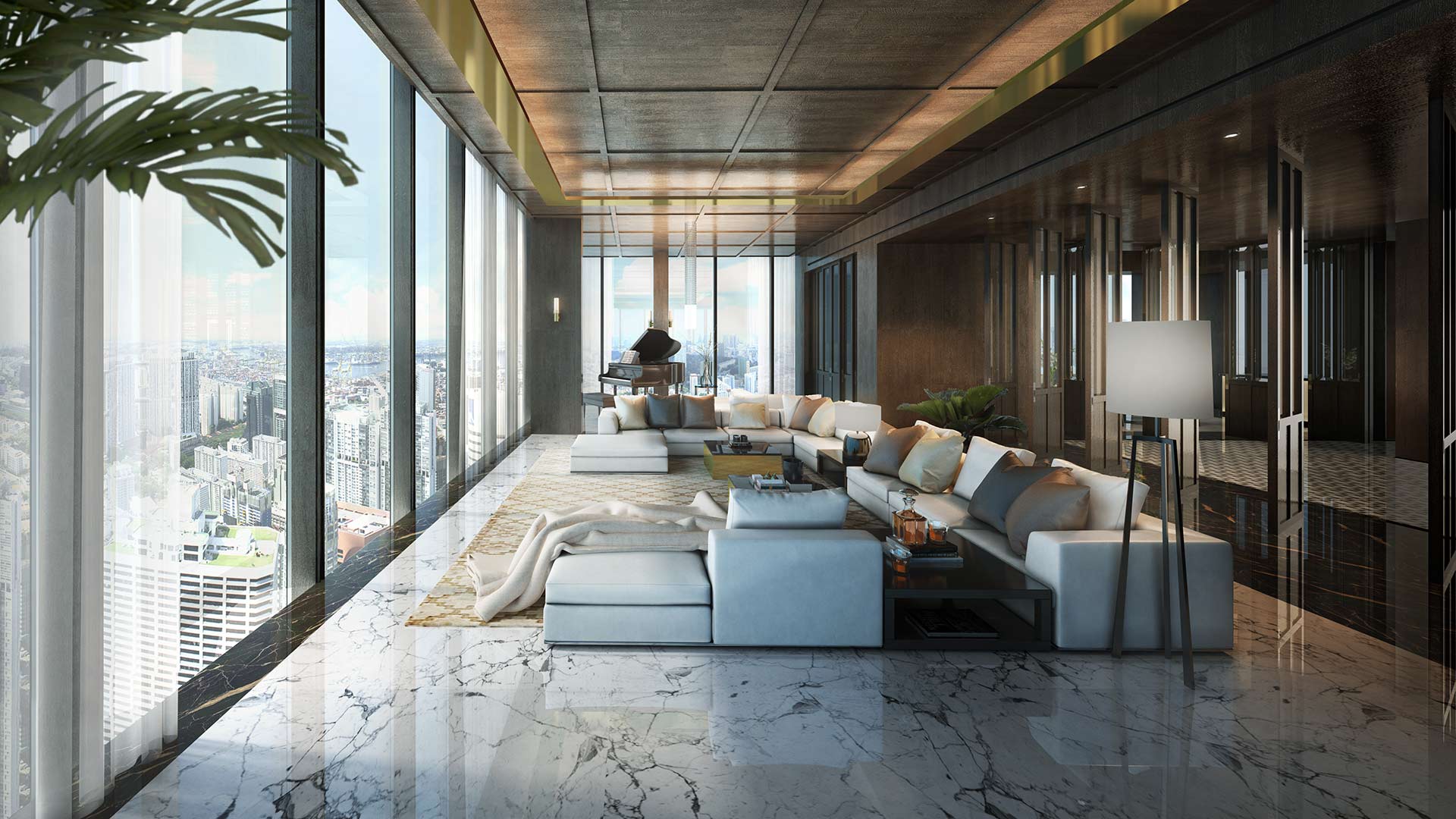 The Wallich Residence penthouse foyer.