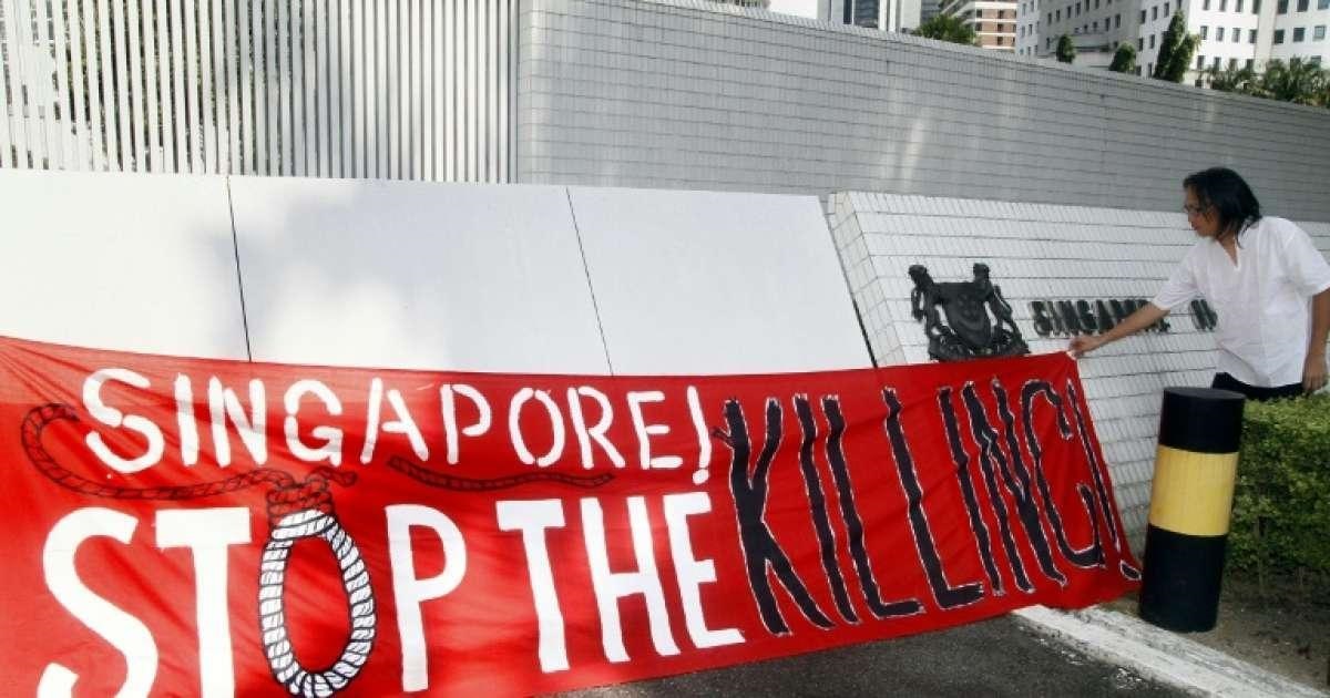 Protest against capital punishment in Singapore. 