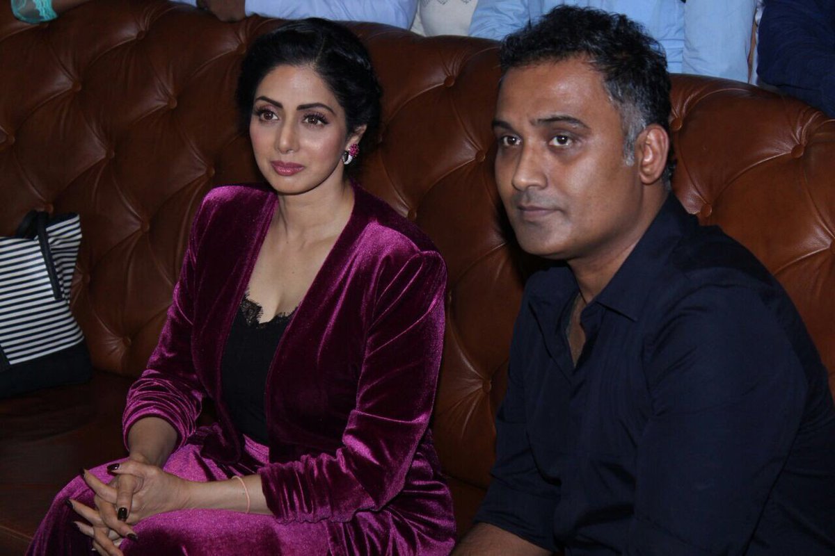 Ravi Udyawar with Sridevi during a press conference.