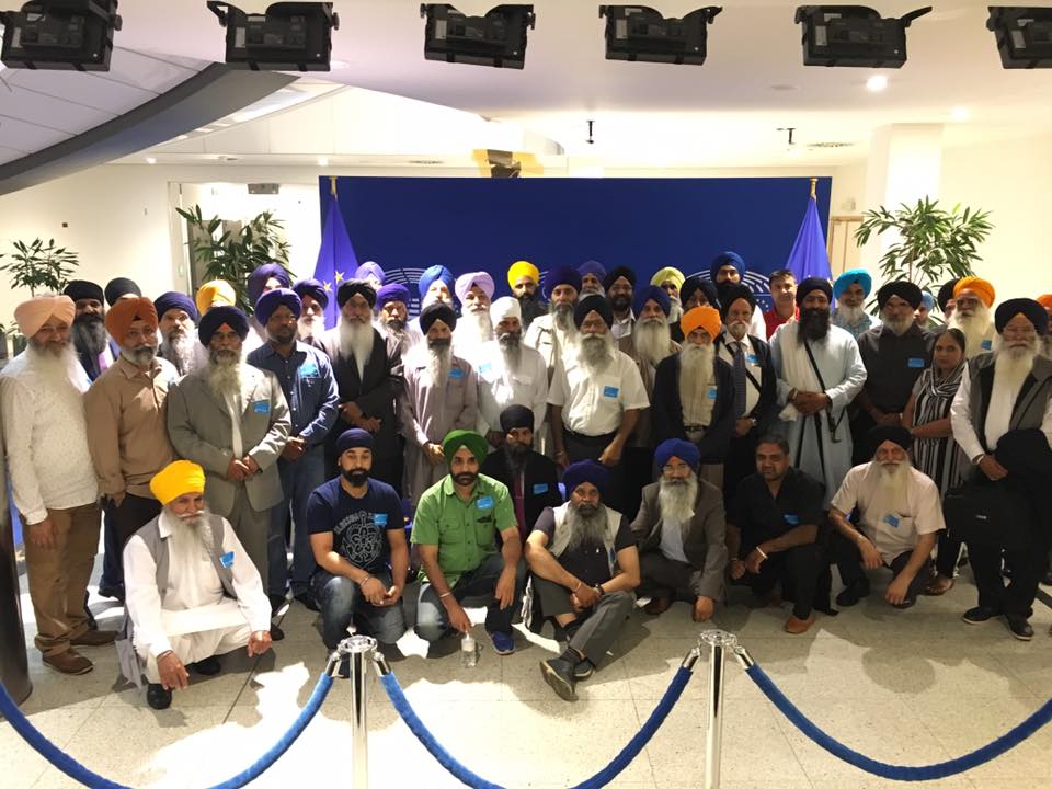 Sikhs gathered at the EU Parliament
