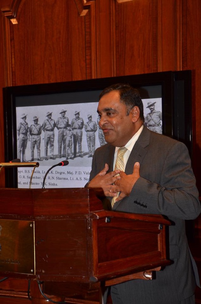 High Commissioner Y K Sinha speaking at the India House, London.
