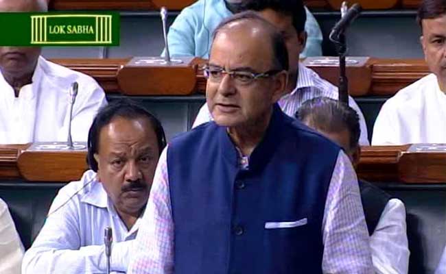 Indian Finance Minister Arun Jaitley addressing the Parliament.