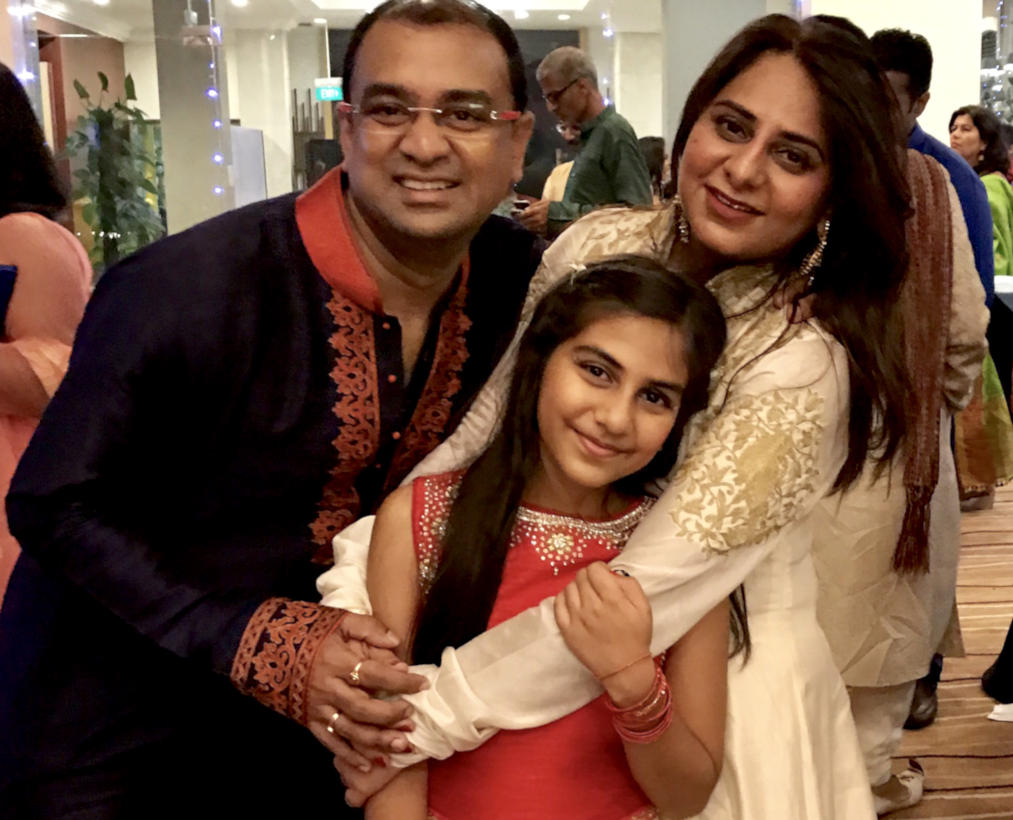 Jagannath Narendran with his wife Hasika and daughter Aarna. Photo courtesy: Jagannath Narendran