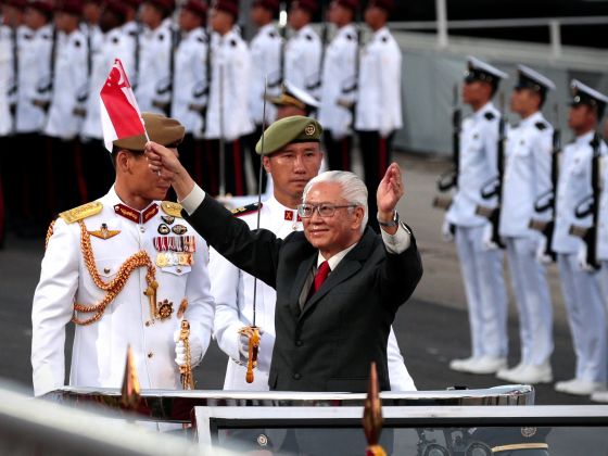 President of Singapore Tony Tan acknowledges the love of public at NDP.