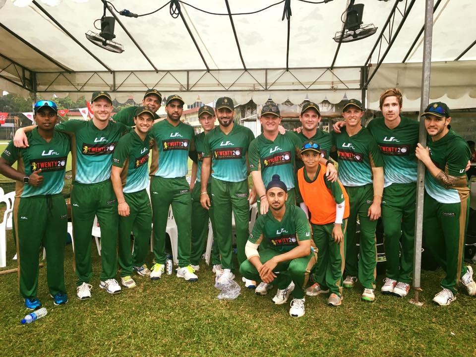 Members of the SCG XI are all smiles after emerging victorious in their first ever appearance at the SCC T20. Hosts SCC went down to them by 64 runs in a rain-affected game.