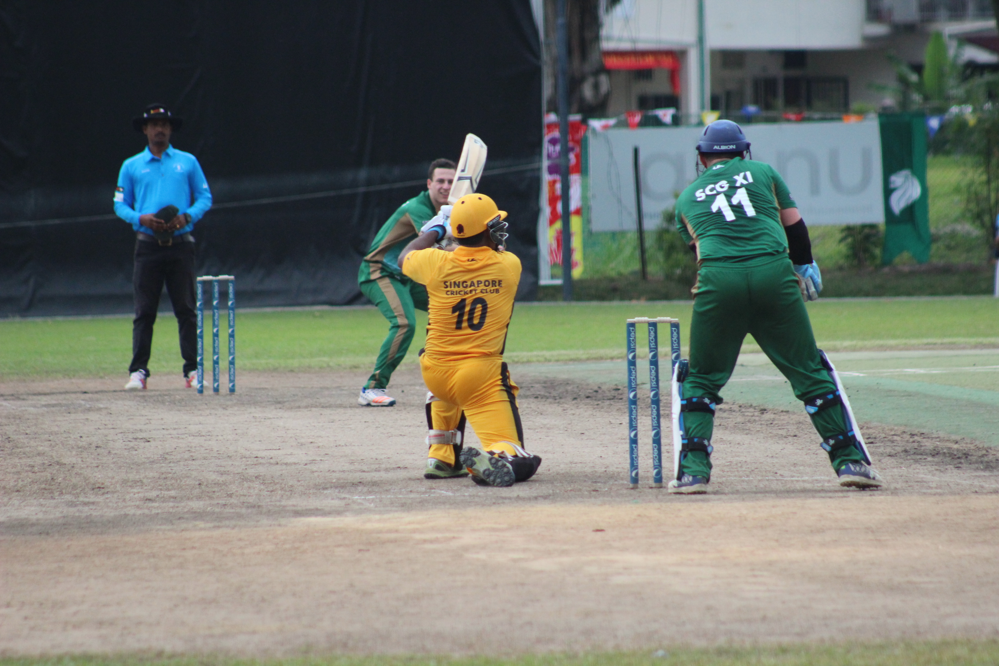 SCC and SCG players in action at the Indian Association Ground.