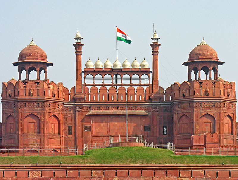 The national flag of India hoisted on the Red Fort in Delhi