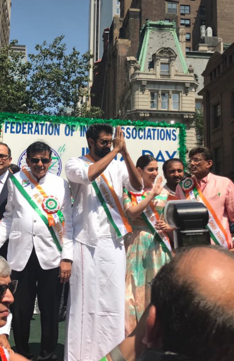 'Baahubali' actors Rana Daggubati and Tamannaah Bhatia during the 37th India Day Parade. 