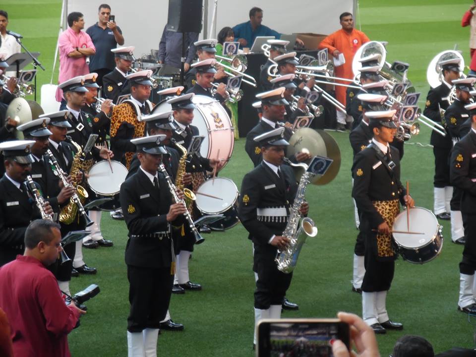 An Indian marching band performing at the Murrayfield Stadium.