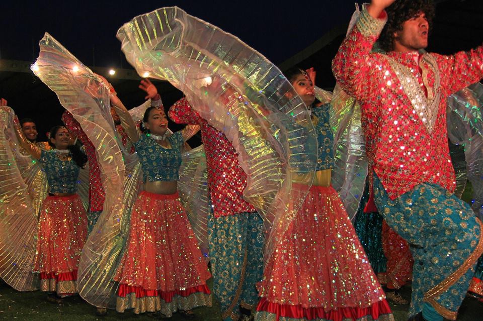 Traditional Indian dancers performing as part of the Independence Day function in Edinburgh.
