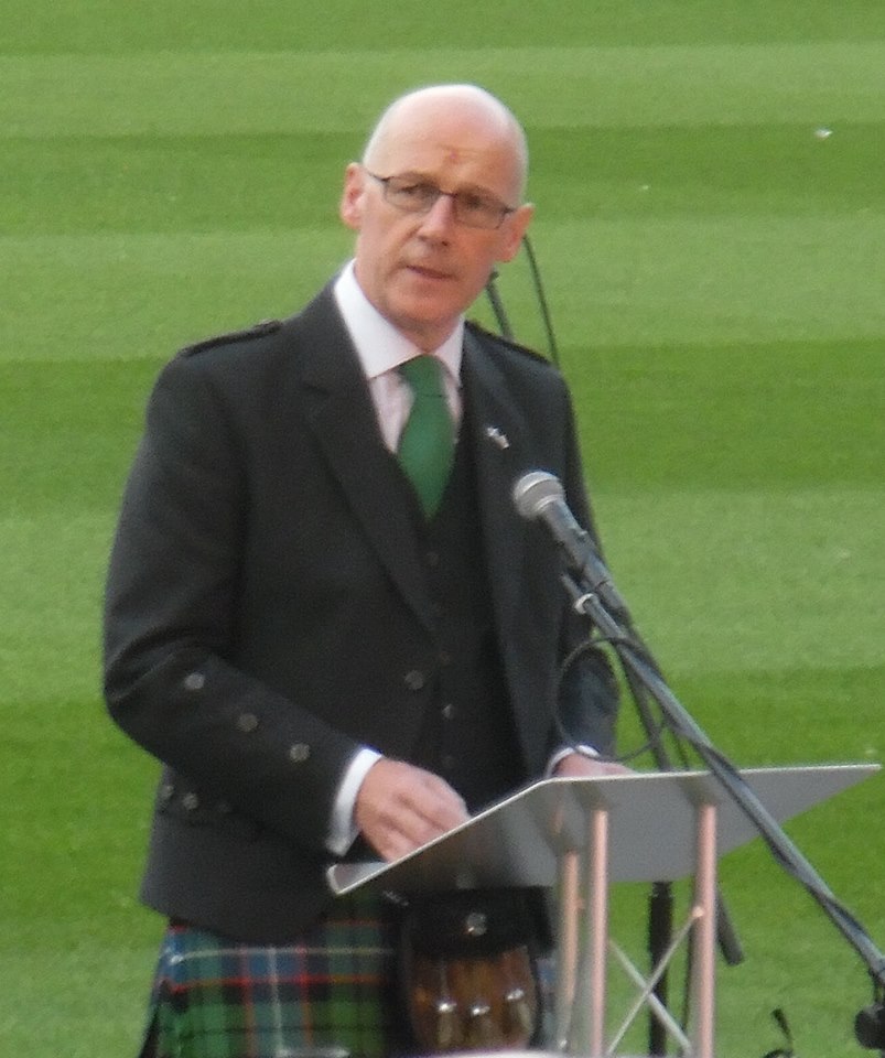 Deputy First Minister of Scotland John Swinney gives a speech during the Independence Day function.
