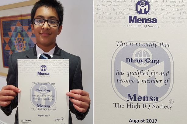 Dhruv Garg with his Mensa admission certificate. 