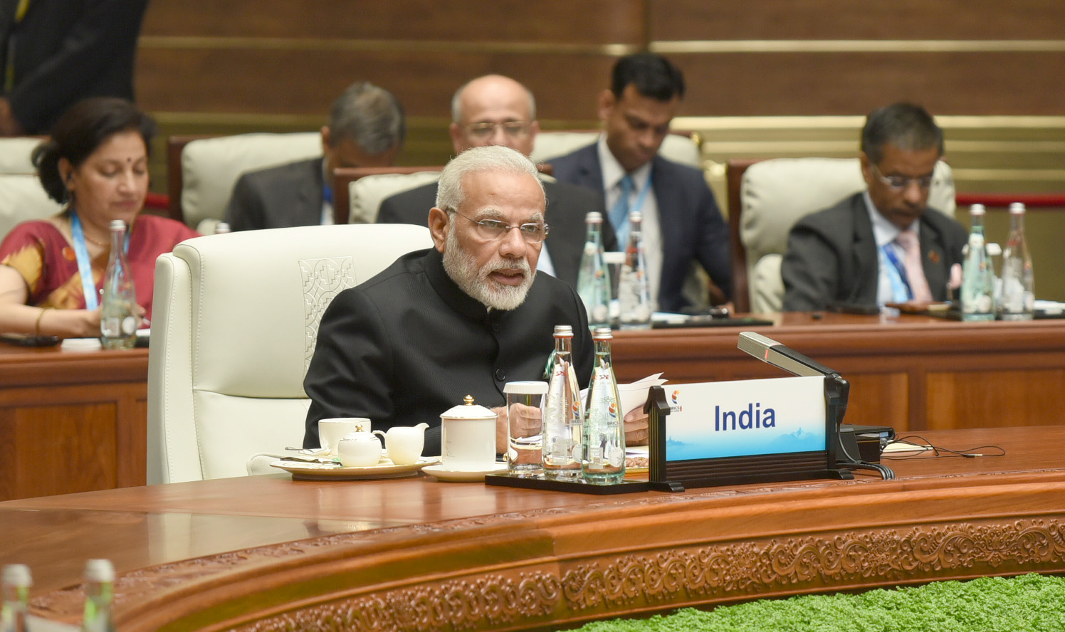 Prime Minister Narendra Modi delivering his statement, at the Plenary Session of the 9th BRICS Summit, in Xiamen, China