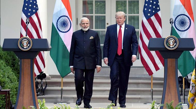 Indian Prime Minister Narendra Modi (left) with US President Donald Trump. 