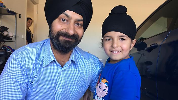 Sidhak Singh Arora with his father.