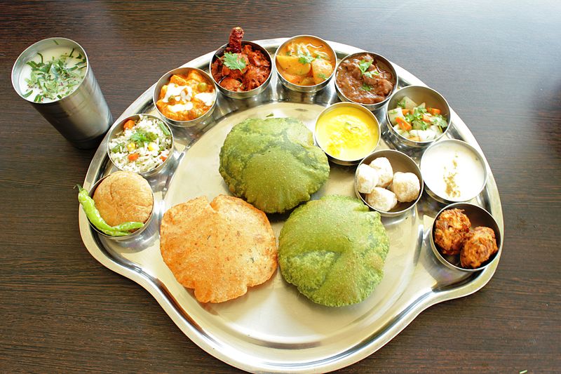 Indian feast during the festival of Navratri. 