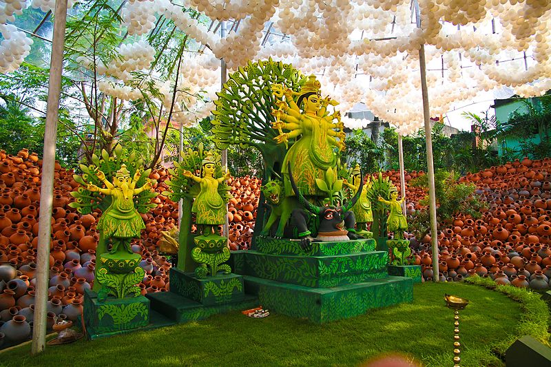 A Durga puja pandal in Kolkata during Navratri. 