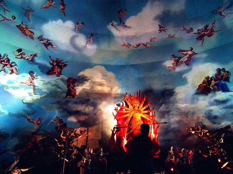 A Durga puja pandal in Kolkata during Navratri. 