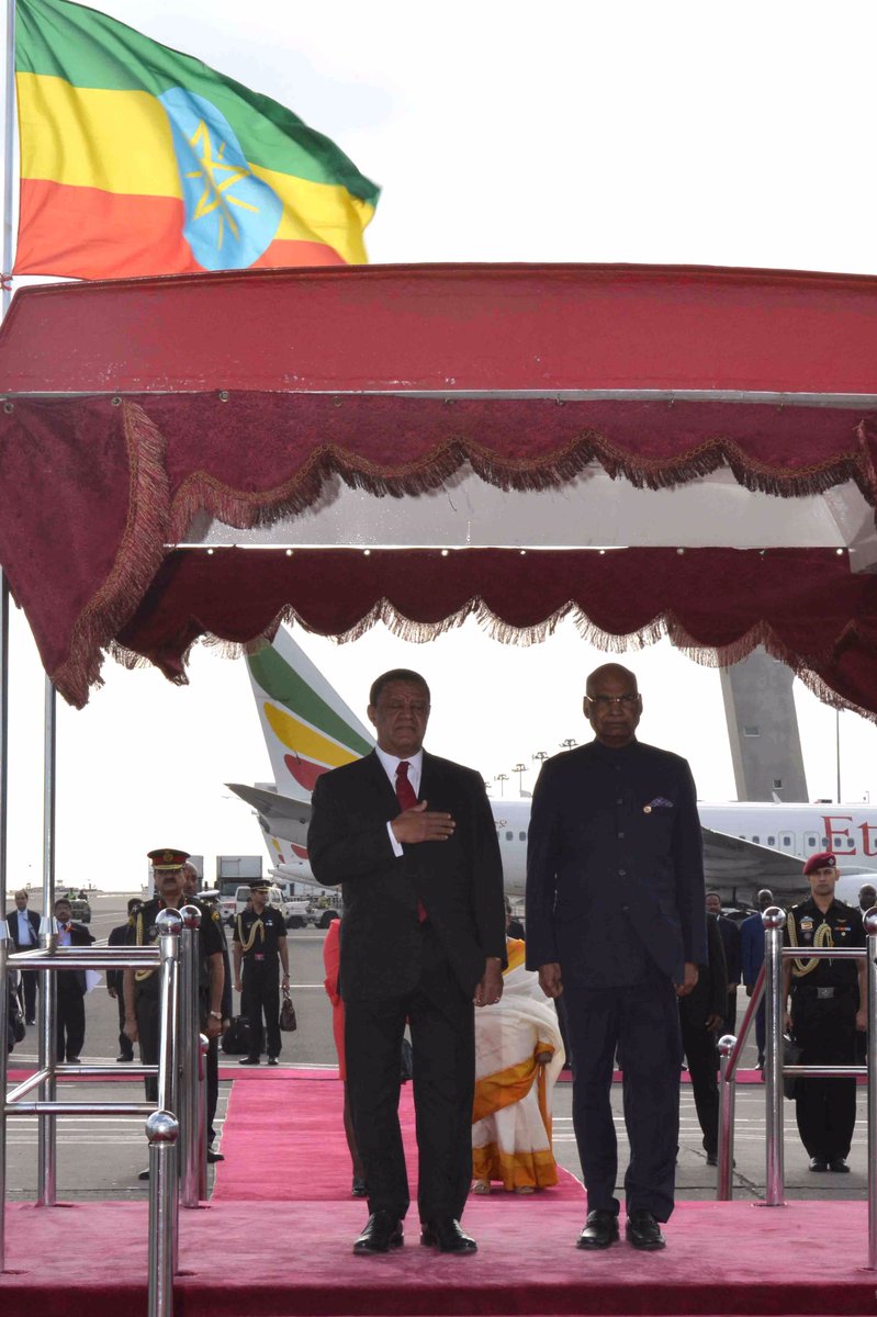 Indian President Ram Nath Kovind arrives in Addis Abbaba, the capital of Ethiopia.