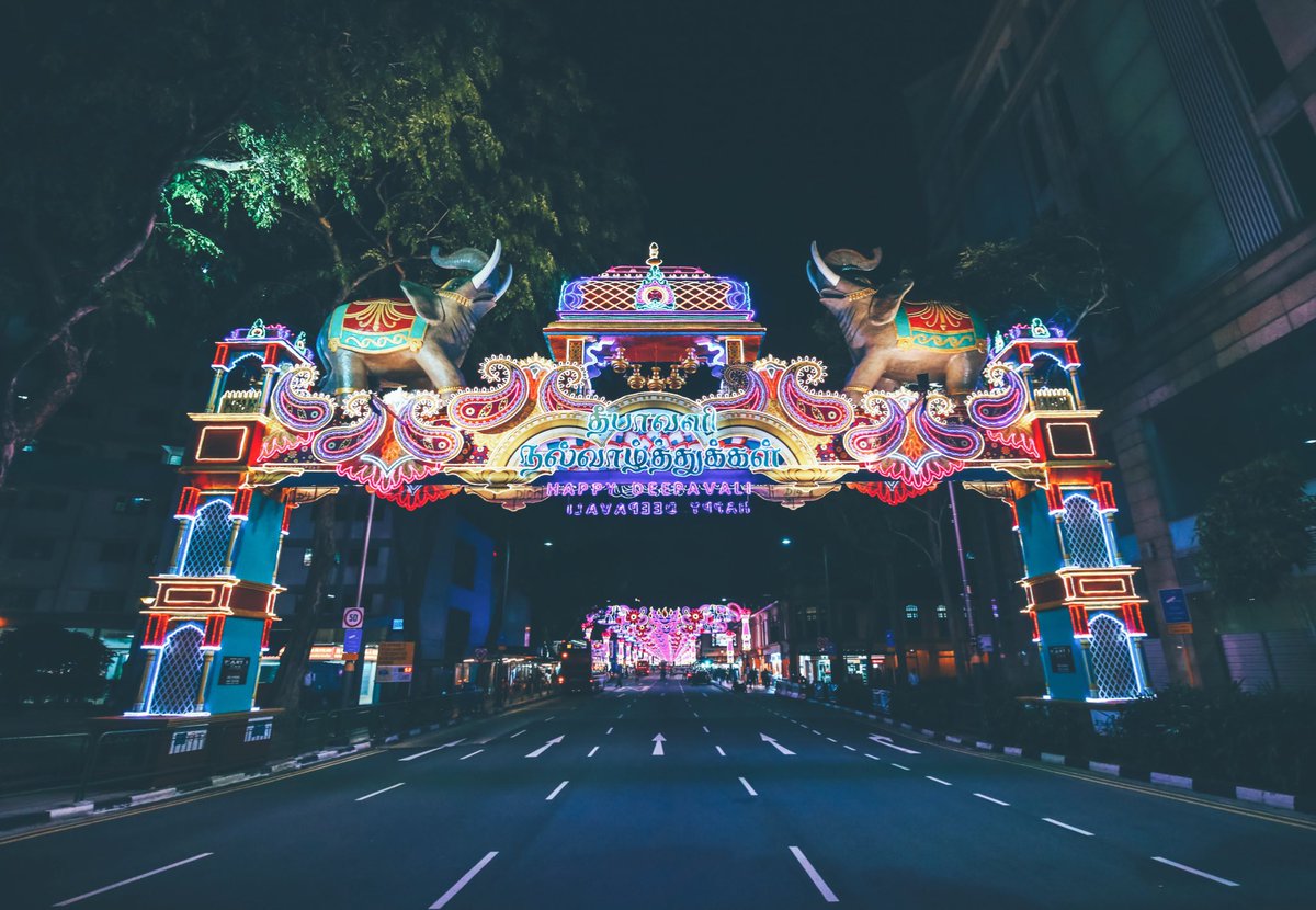 Visitors are welcomed in 'Little India' through two main archways by two giant elephants. 