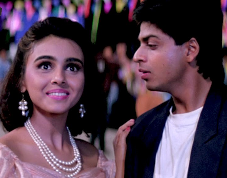 Suchitra Krishnamoorthi with Shah Rukh Khan in a still from the film 'Kabhi Haan Kabhi Na'.